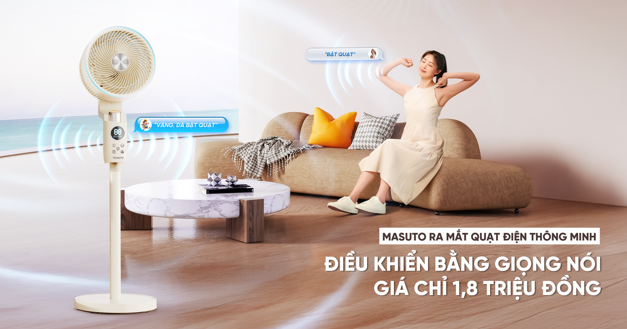 Masuto ra mắt Quạt điện giọng nói tiếng Việt chỉ 1,8 triệu