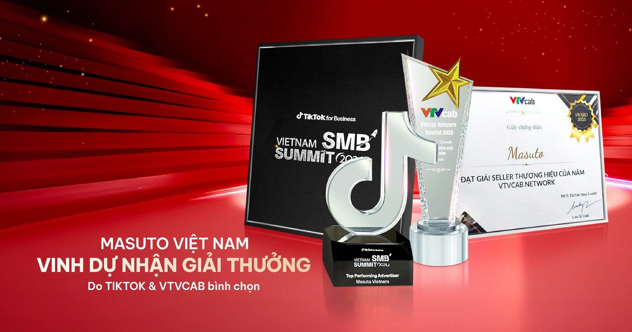 Masuto Việt Nam Vinh Dự Nhận Giải Thưởng Thương Hiệu Nhà Quảng Cáo Xuất Sắc Nhất do TikTok Bình Chọn
