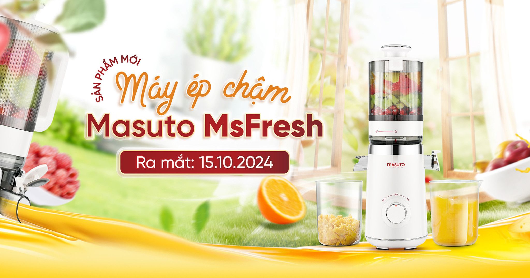 Masuto Ra Mắt Máy Ép Chậm MSFresh Với Ống Tiếp Nguyên Liệu Cực Đại - Ép Nhanh Ép Khỏe Hơn
