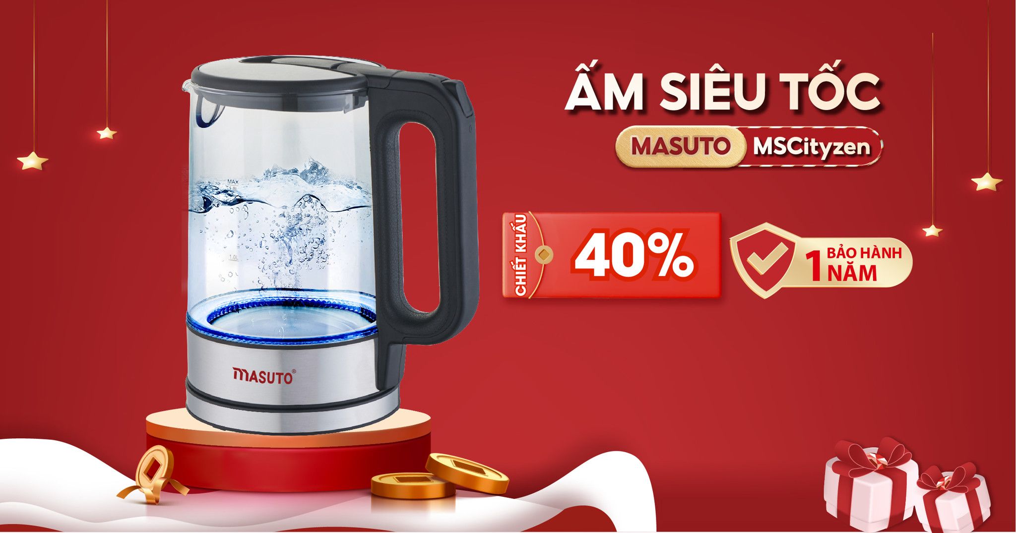 Ấm siêu tốc thủy tinh Masuto MS-Citizen18