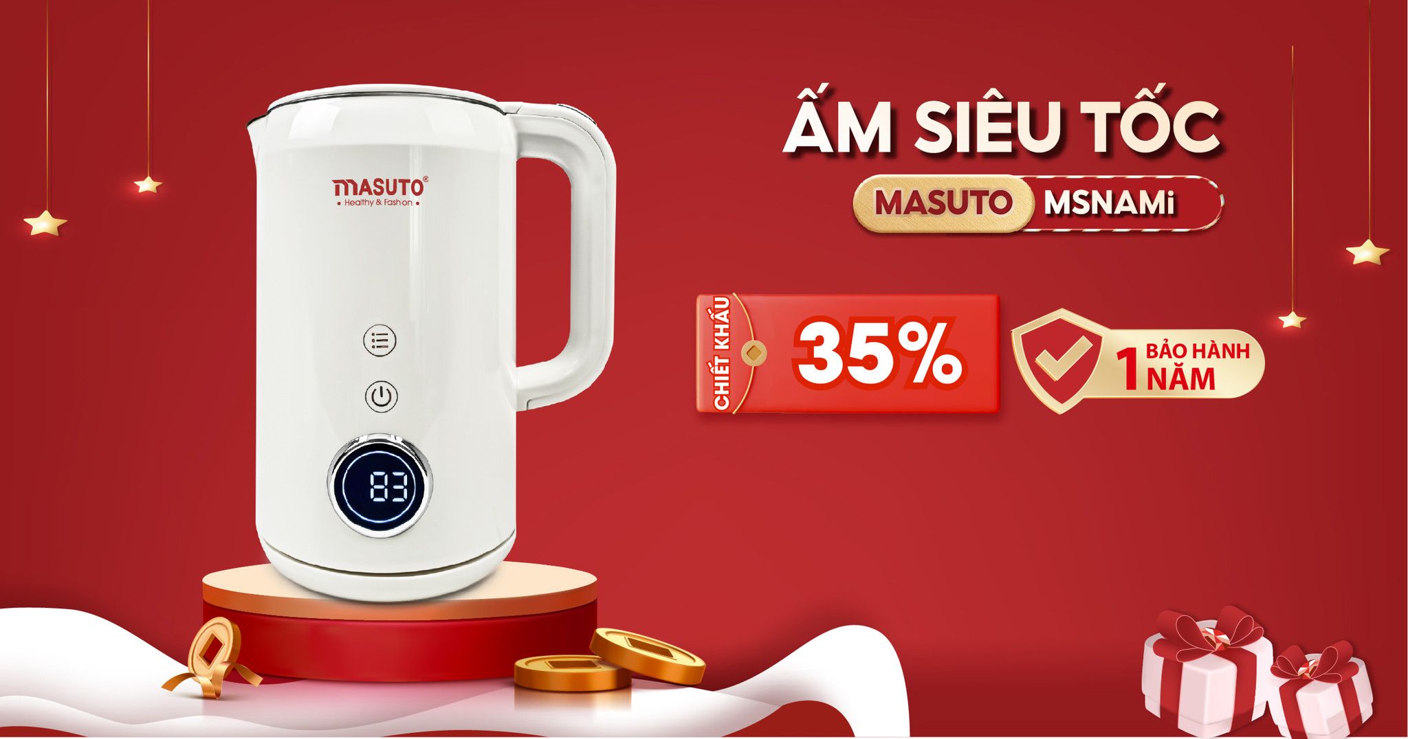 Ấm siêu tốc 2 lớp chống bỏng Masuto MSNami