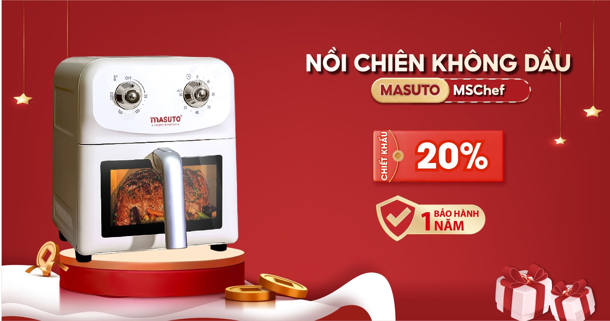 Nồi chiên không dầu 6L Masuto MSChef - Siêu đầu bếp tại gia