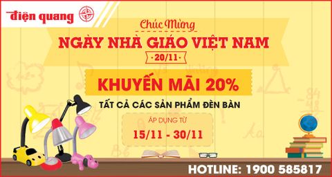Chúc Mừng Ngày Nhà Giáo Việt Nam – Khuyến mãi 20% khi mua các sản phẩm đèn bàn