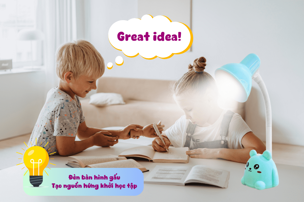 đèn bàn học chống cận hình gấu bảo vệ mắt cho bé