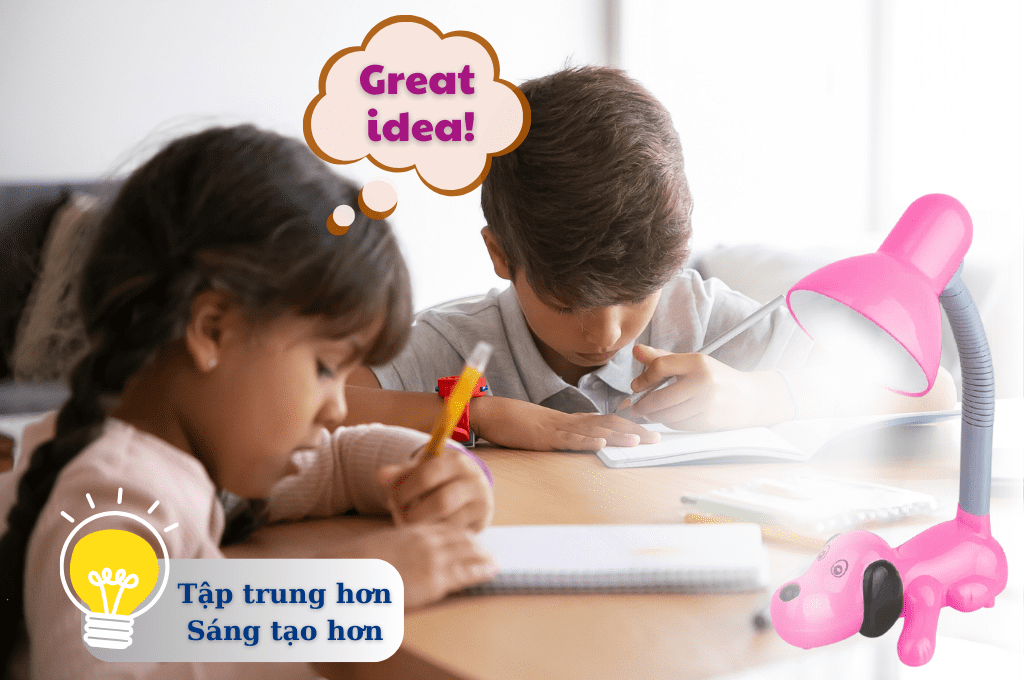 Đèn bàn học DKL06 cho ánh sáng tự nhiên giúp bé tập trung học tập