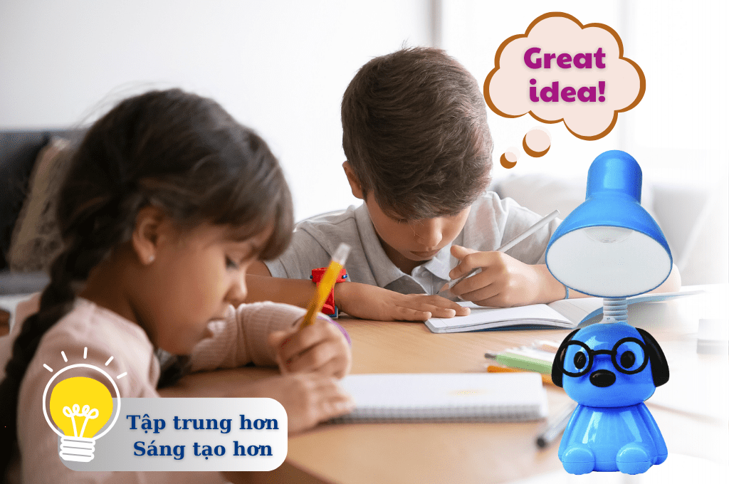 Đèn bàn học chống cận DKL17 tạo hứng thú học tập và bảo vệ đôi mắt của bé.
