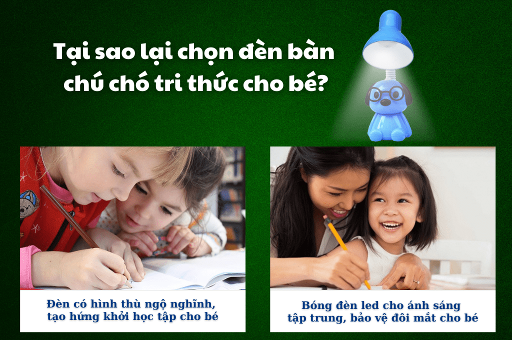 Đèn bàn học chống cận DKL17 tạo hứng thú học tập và bảo vệ đôi mắt của bé.