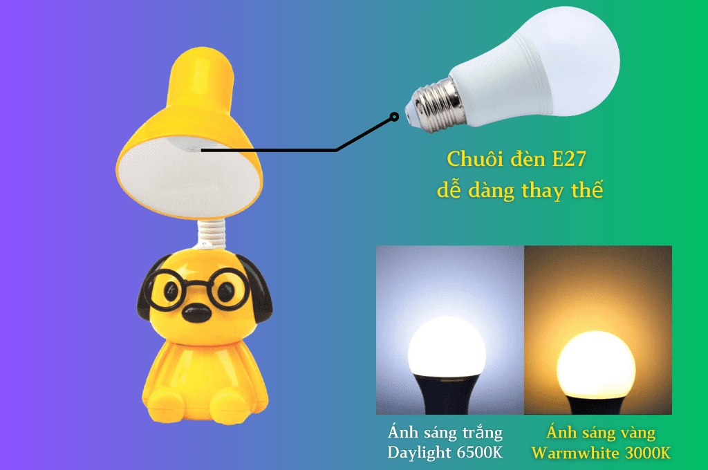 Đèn bàn học chống cận DKL17 tạo hứng thú học tập và bảo vệ đôi mắt của bé.