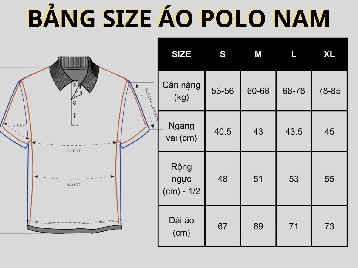 Bảng Size Áo Polo Đầy Đủ Và Chuẩn Theo Cân Nặng, Chiều Cao, Số Đo