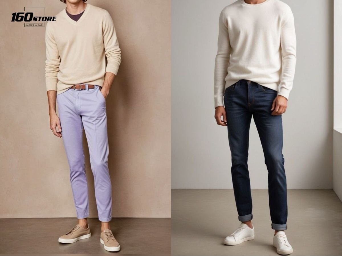 Sweater là kiểu áo chui đầu, dài tay, không có nút cài