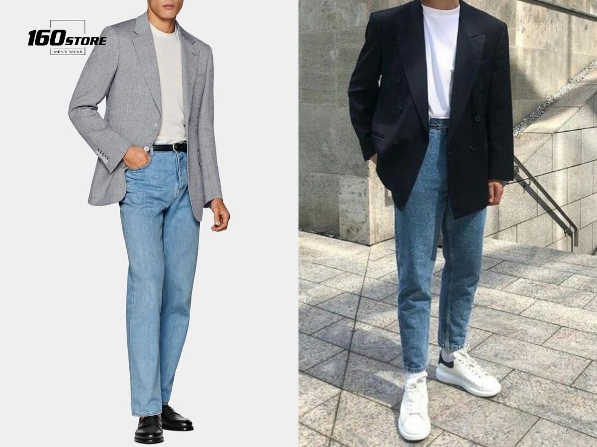 Phối đồ quần jeans áo blazer theo phong cách The New Smart