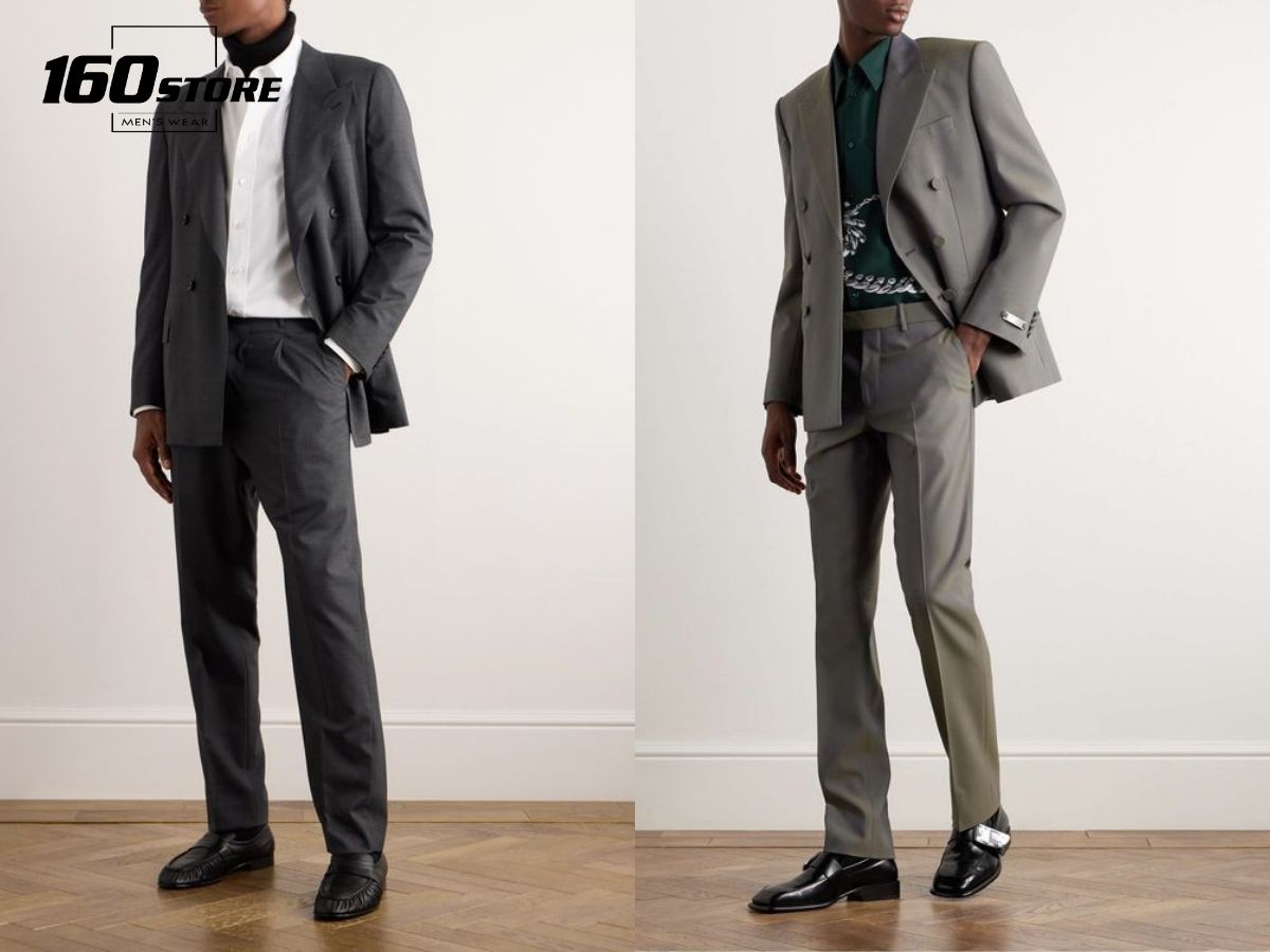 Phối áo khoác blazer với quần tây xám đầy lịch lãm