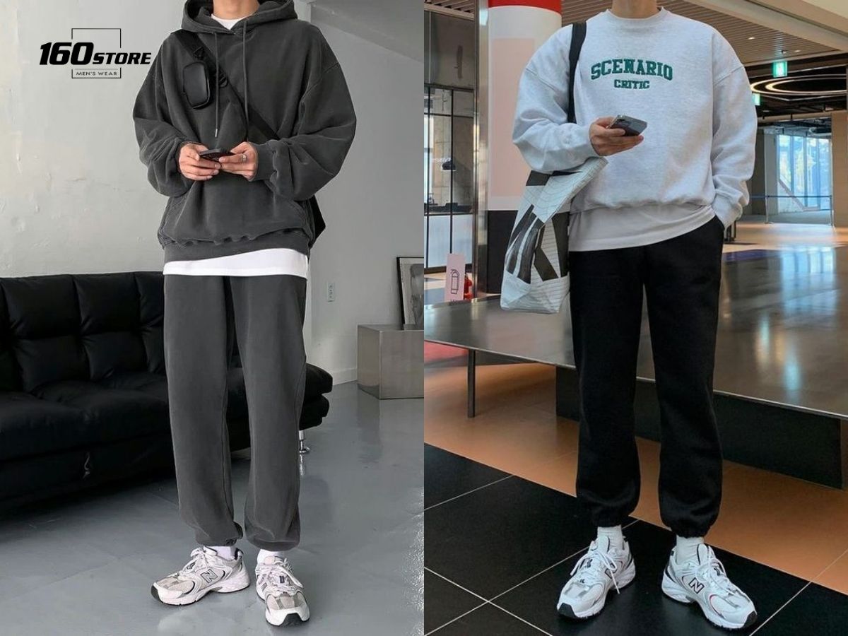 Style học sinh cá tính với áo hoodie và quần jogger