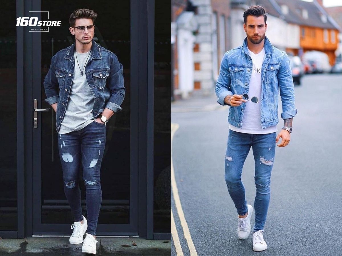 Phối đồ cool ngầu với quần jeans rách gối