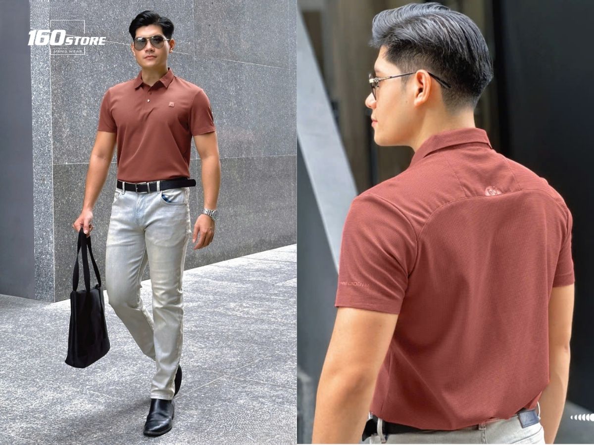 Phối đồ với áo polo và quần jeans slimfit