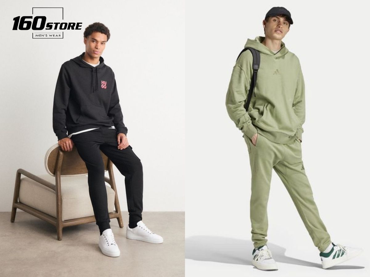 Áo khoác hoodie và quần jogger phù hợp cho ngày se lạnh