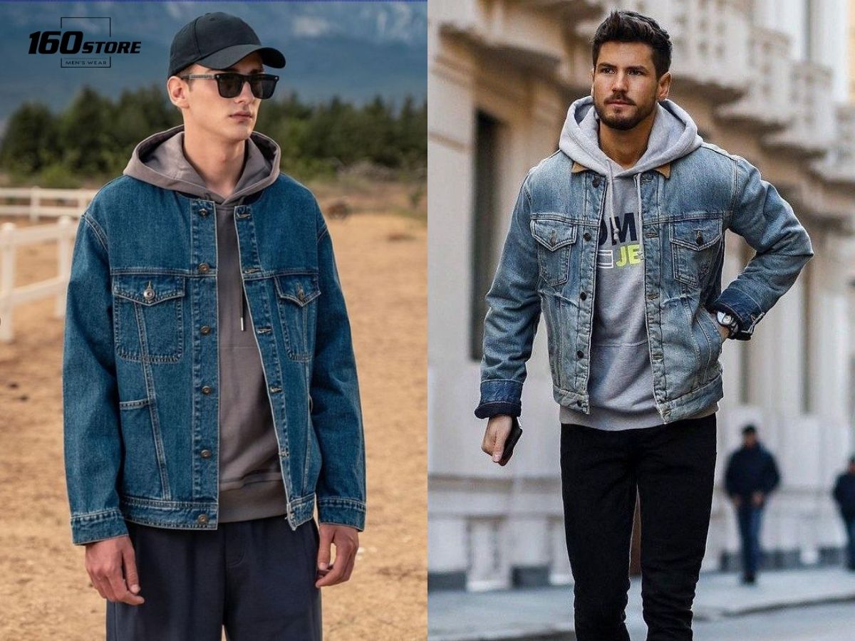 Áo hoodie có thể phối cùng áo khoác denim cá tính