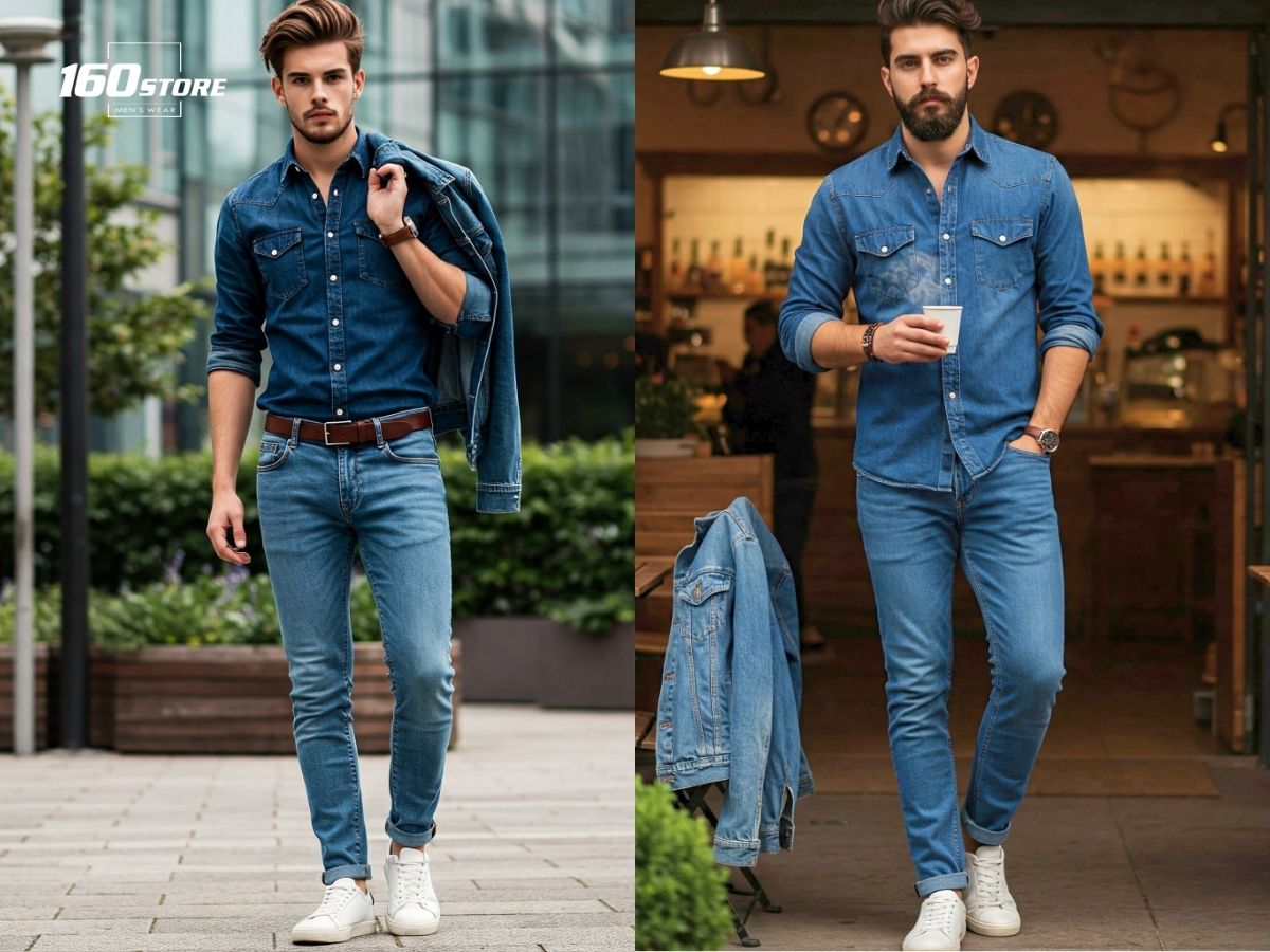 Mạnh mẽ, cá tính với cách phối đồ cùng set denim
