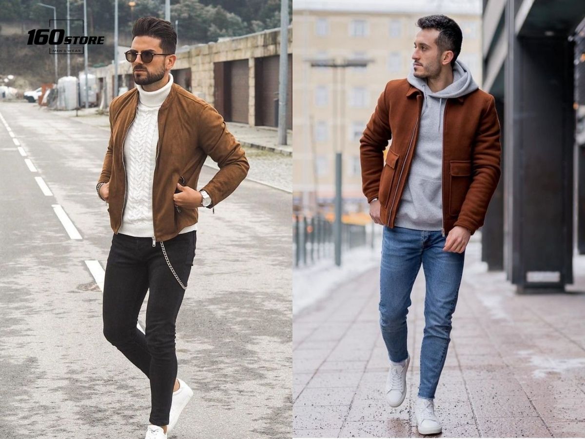 Streetwear mùa đông với áo bomber và giày thể thao