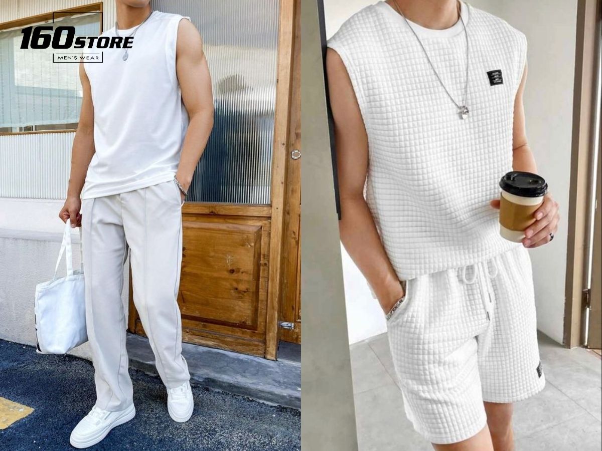 Cá tính và năng động với quần trắng và tanktop