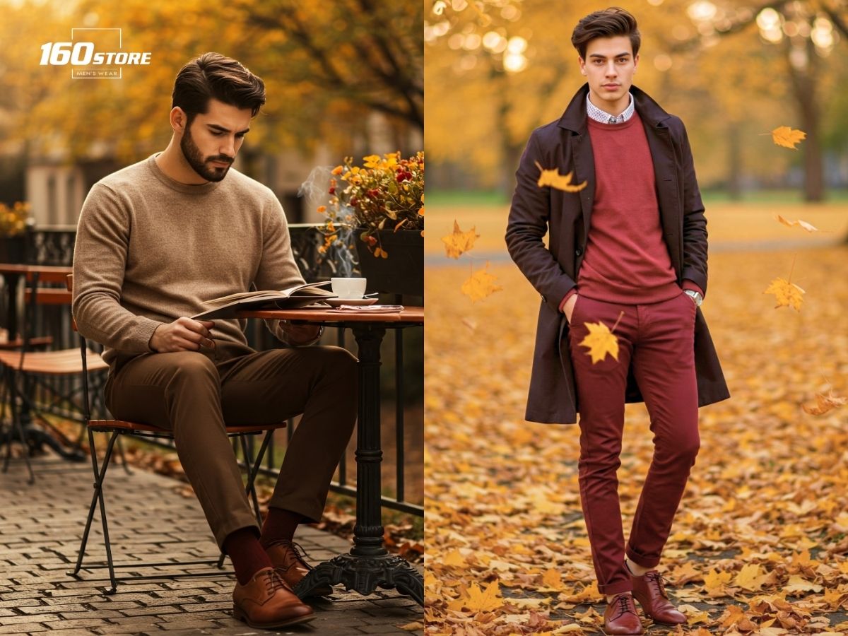 Ấm áp với các gam màu đỏ, cam, nâu