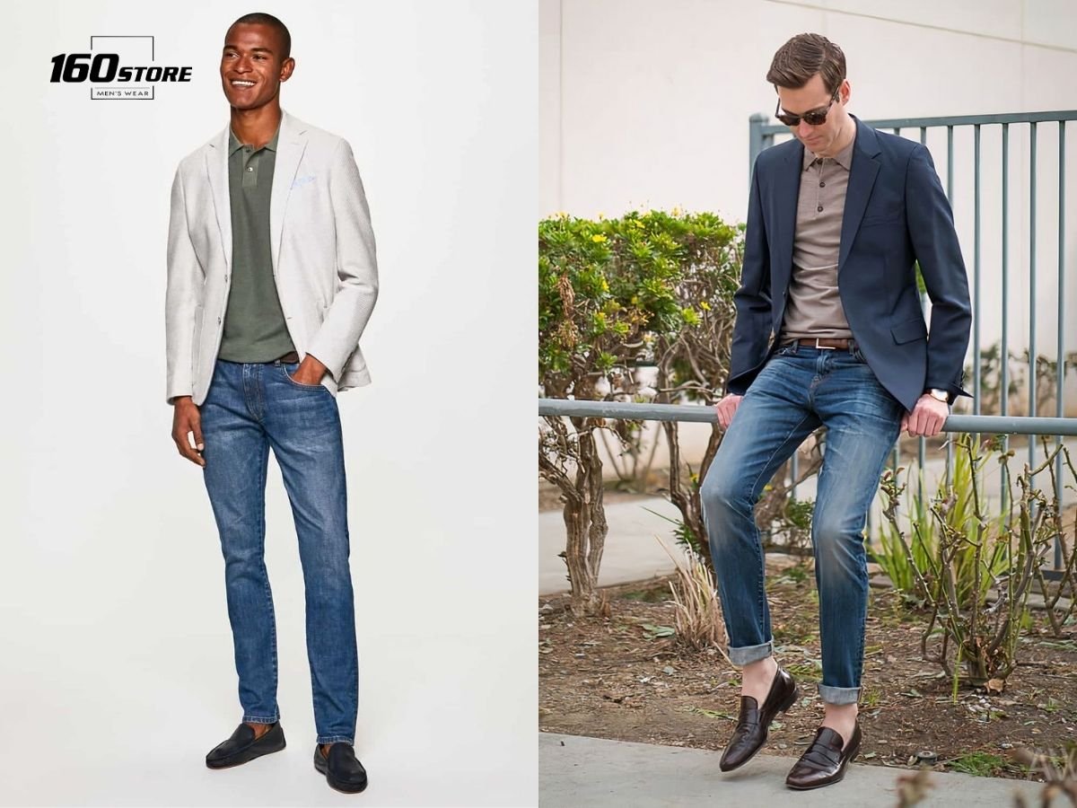 Áo blazer, áo polo và quần jeans