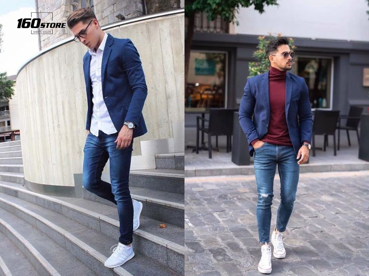 Phối quần jeans và áo blazer theo phong cách Sports Luxe