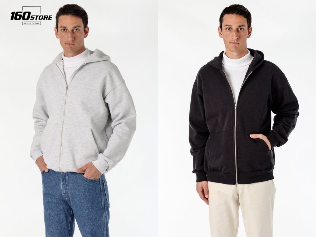 Áo hoodie zip có khóa kéo trước ngực