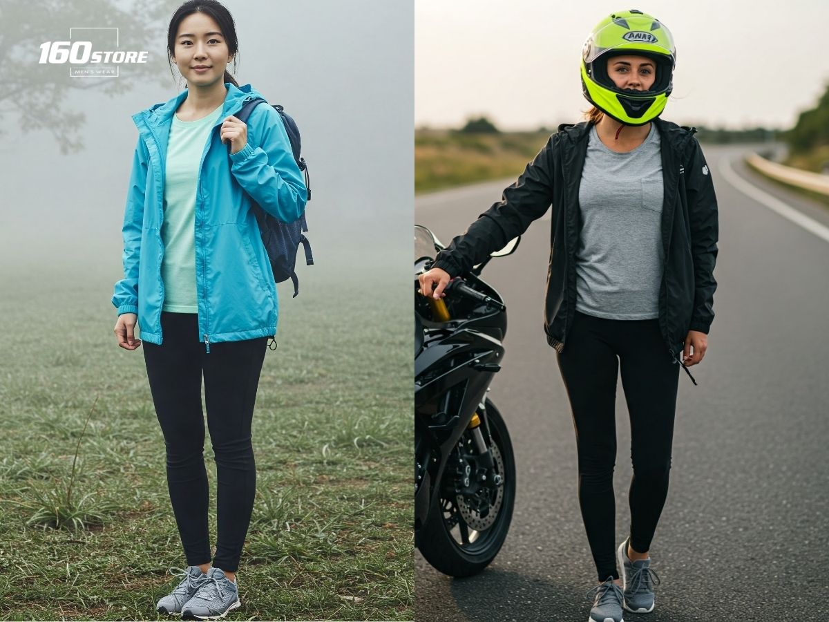 Năng động với áo phông, áo khoác gió và quần legging