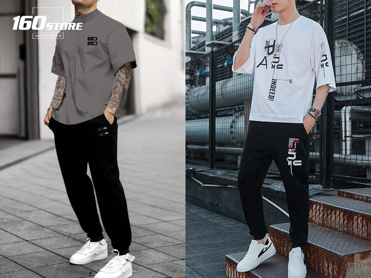 Áo thun in hình và quần jogger phong cách thể thao năng động