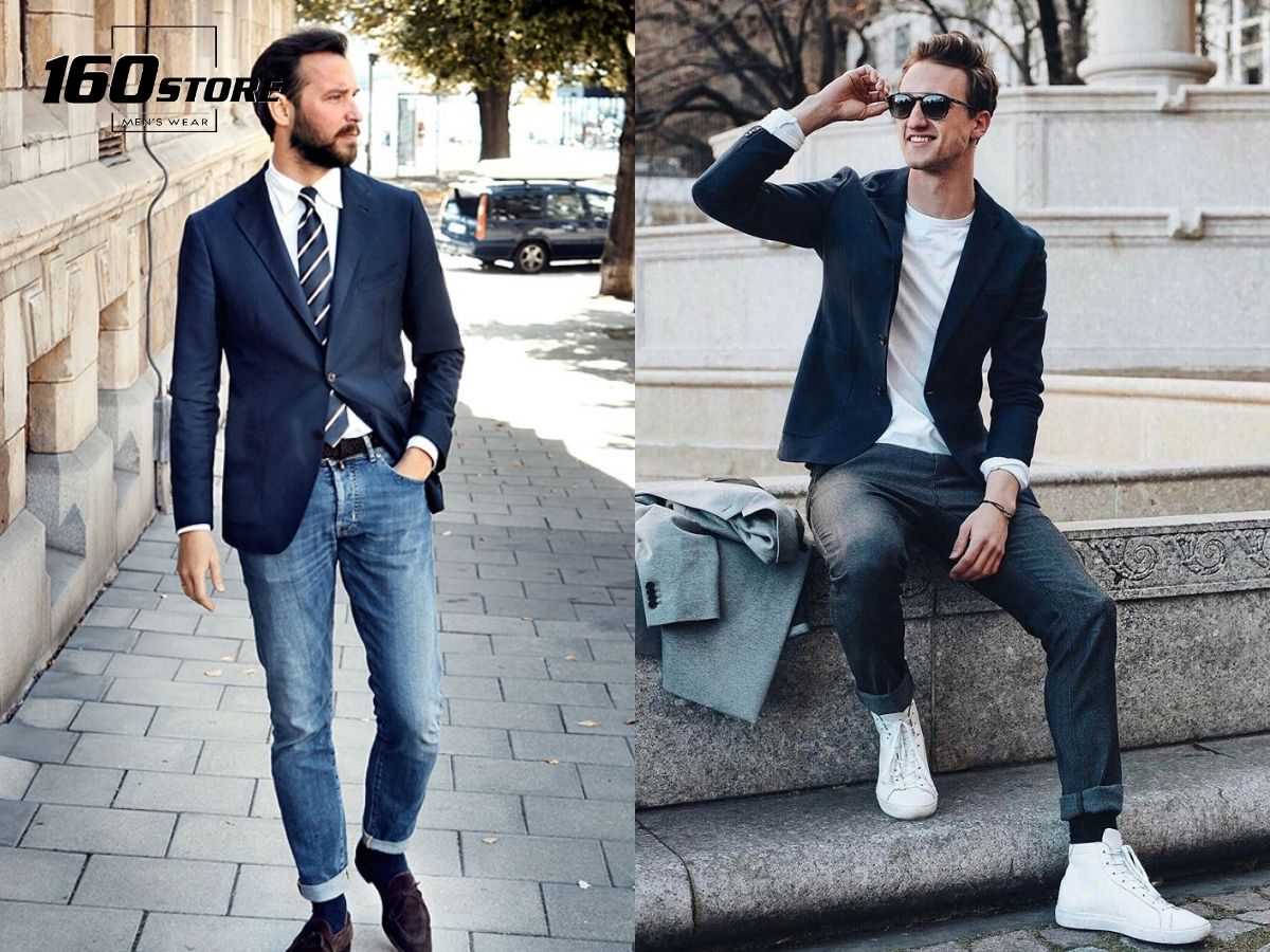 Áo khoác vest và quần jeans trẻ trung, tạo cá tính riêng