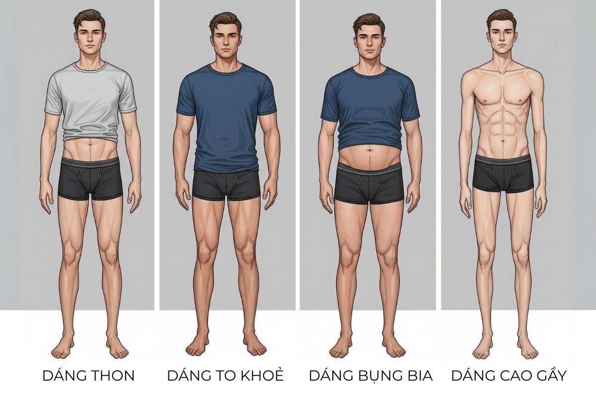 Chọn kích cỡ áo thun theo dáng người