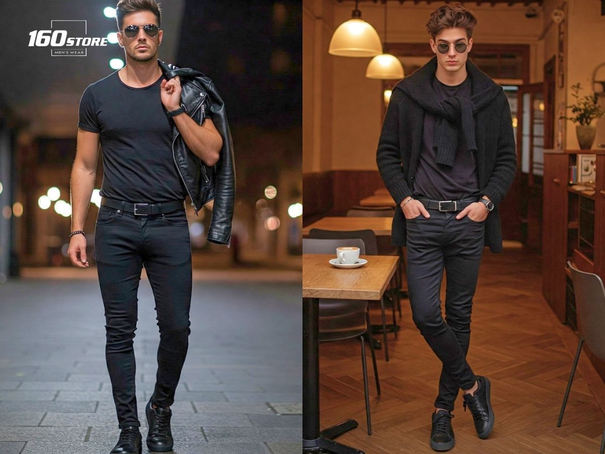 Cool ngầu với trang phục đen “cả cây”