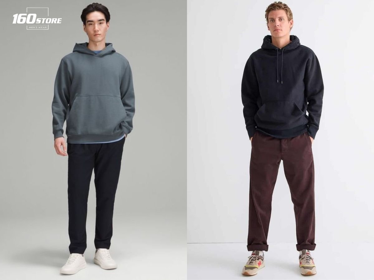 Áo hoodie cổ điển có form rộng, có mũ và túi kangaroo