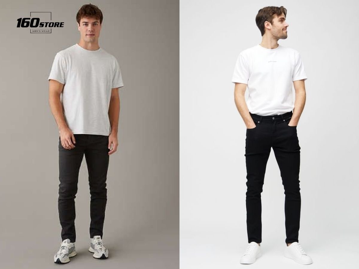 Năng động với set đồ áo thun trắng và quần jeans đen