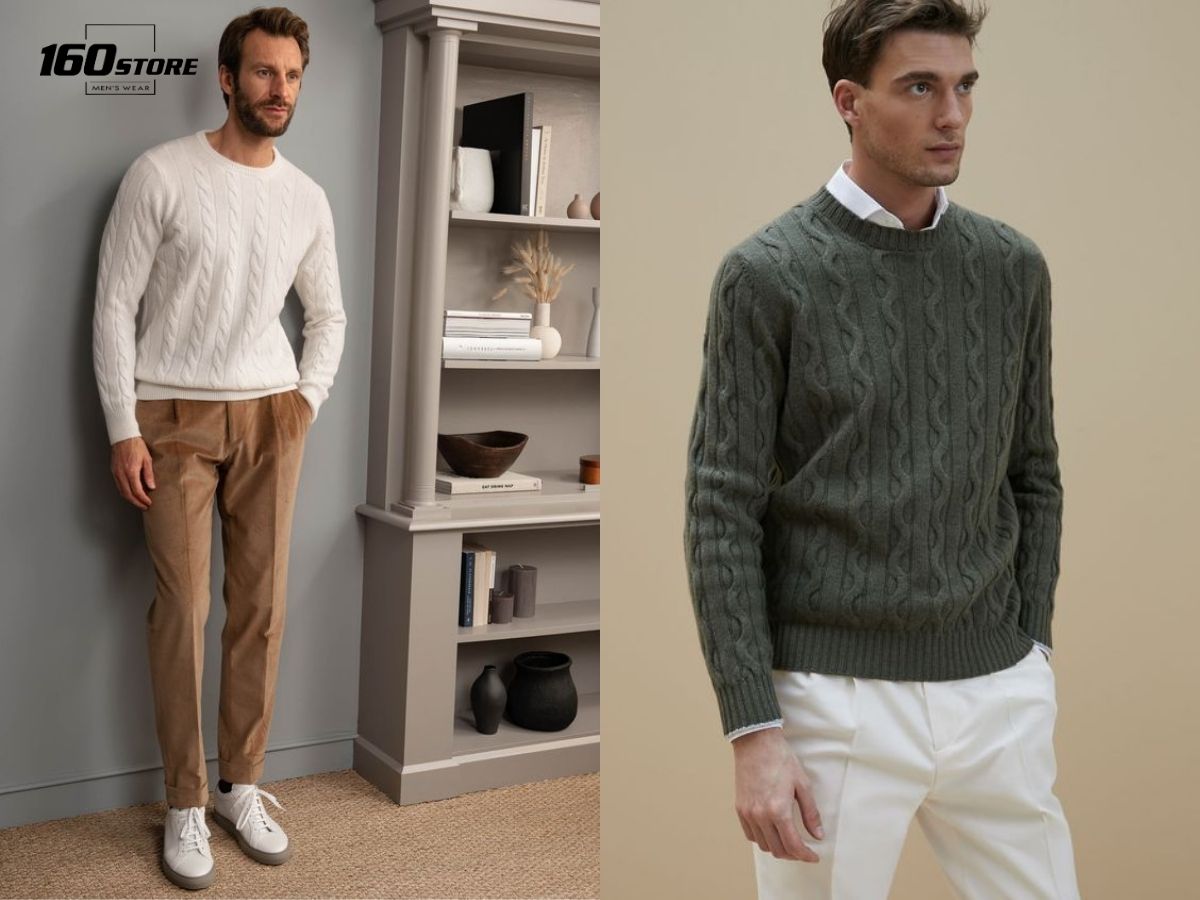 Áo sweater cổ tròn có thiết kế tối giản với màu sắc trung tính