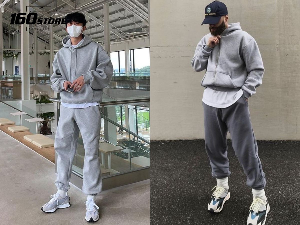 Phối áo hoodie với quần jogger đơn giản