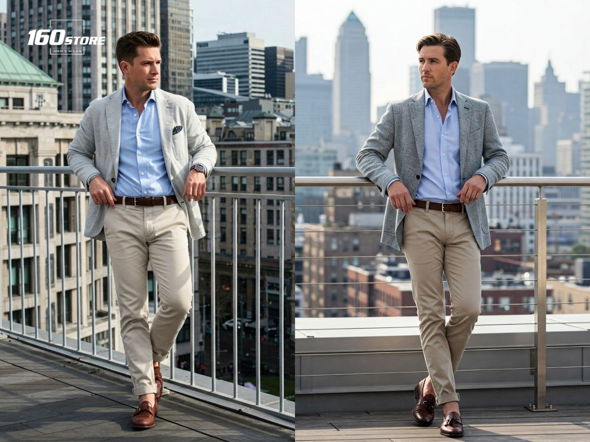 Thoải mái hơn với sơ mi, blazer, quần chinos và loafers