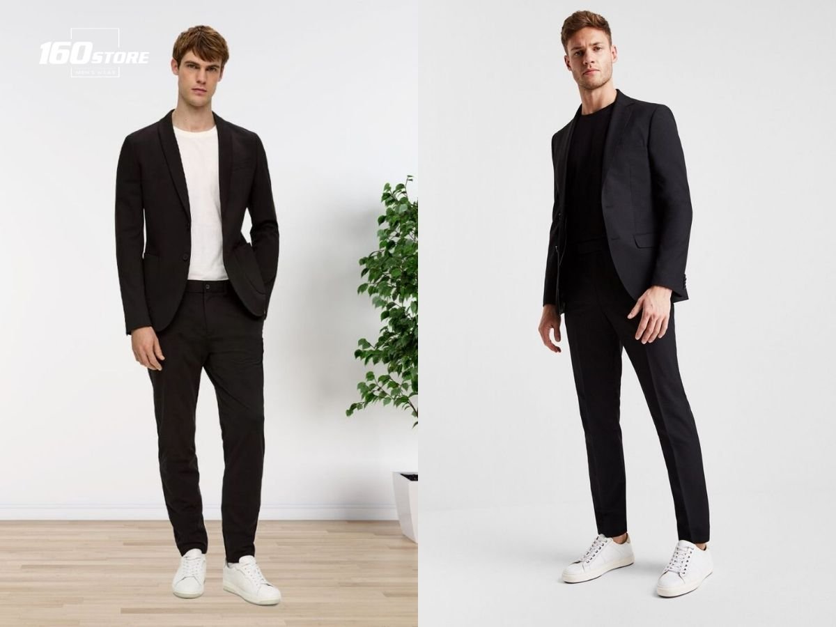 Kết hợp suit và áo thun cổ tròn