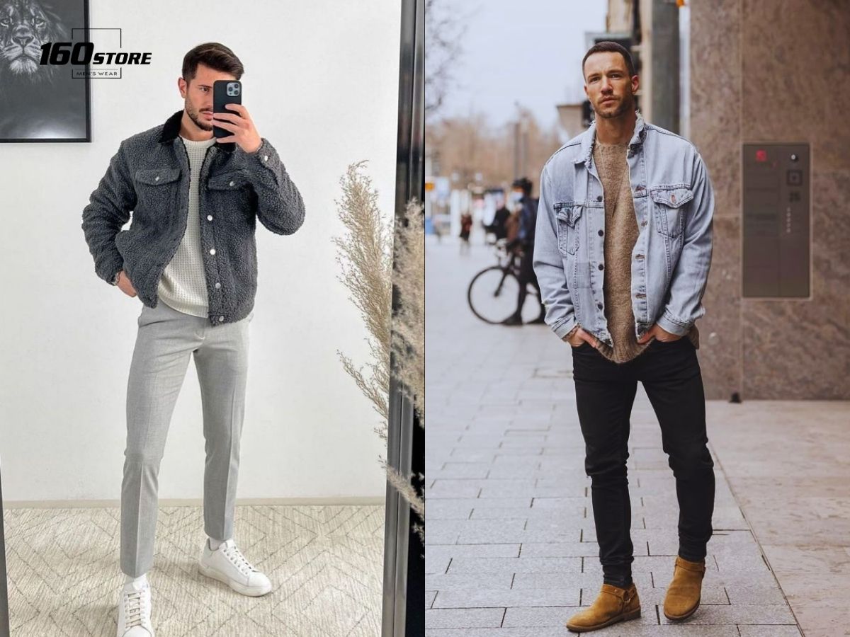 Phối đồ nam ngầu với áo thun và áo khoác denim