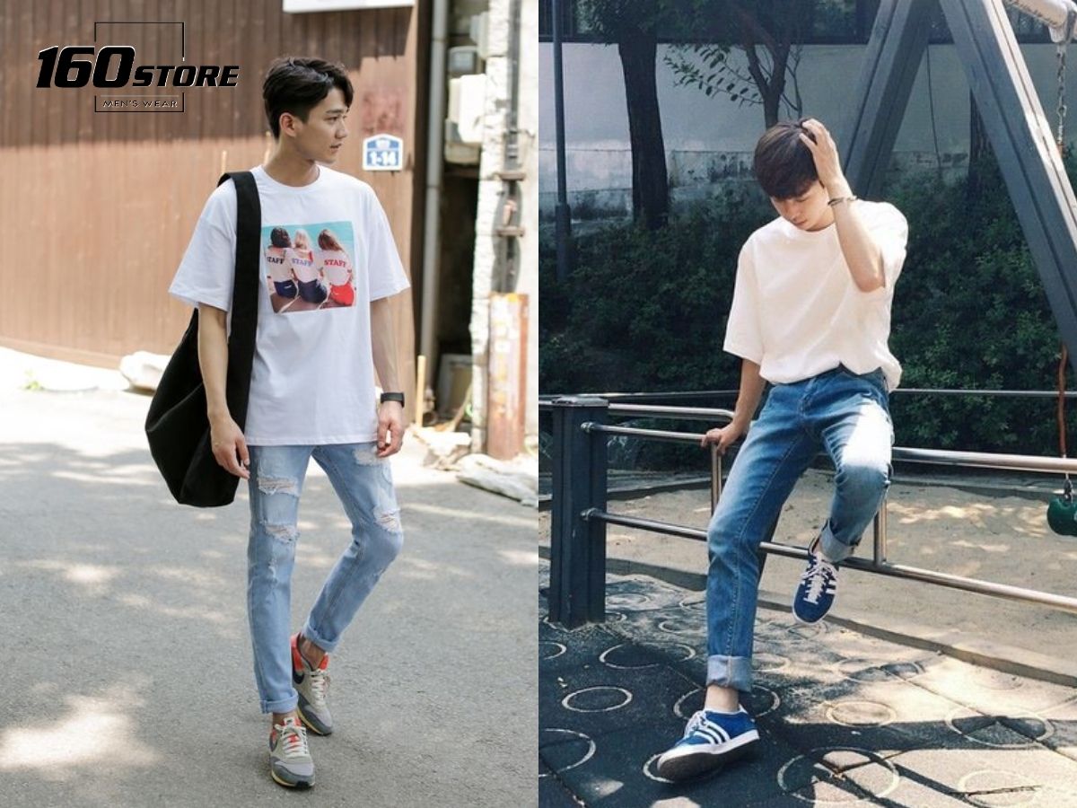 Phối áo thun và quần jeans lịch sự cho set đồ đi làm