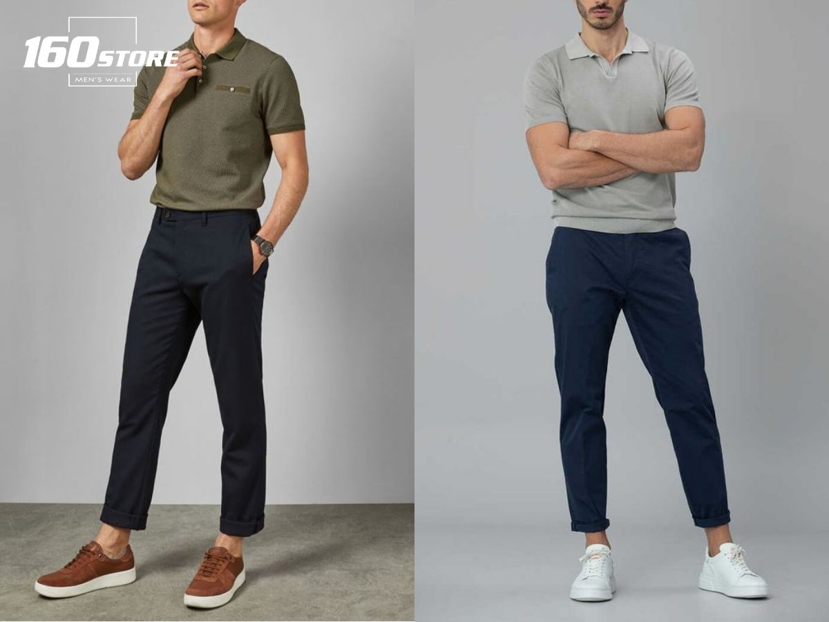 Phối áo polo với quần chinos thanh lịch