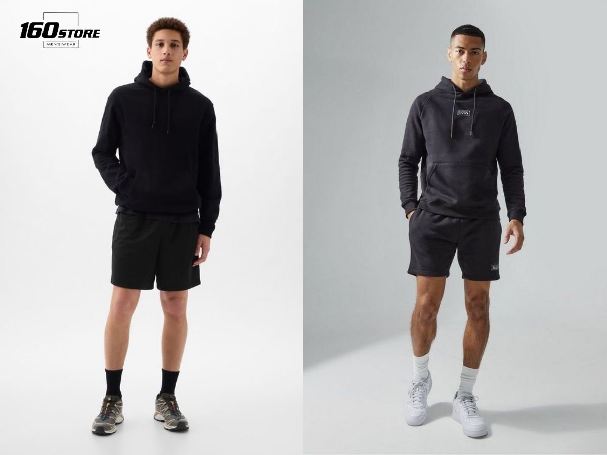 Đậm chất phong cách đường phố với bộ đôi áo hoodie và quần short đen