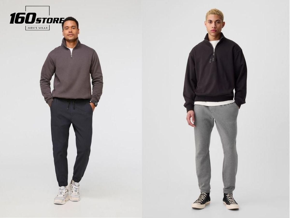 Áo sweater kết hợp với jogger vừa ấm áp, vừa thoải mái