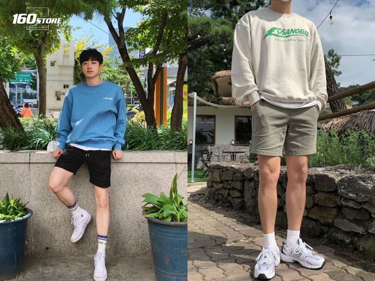 Phối áo sweater với quần short