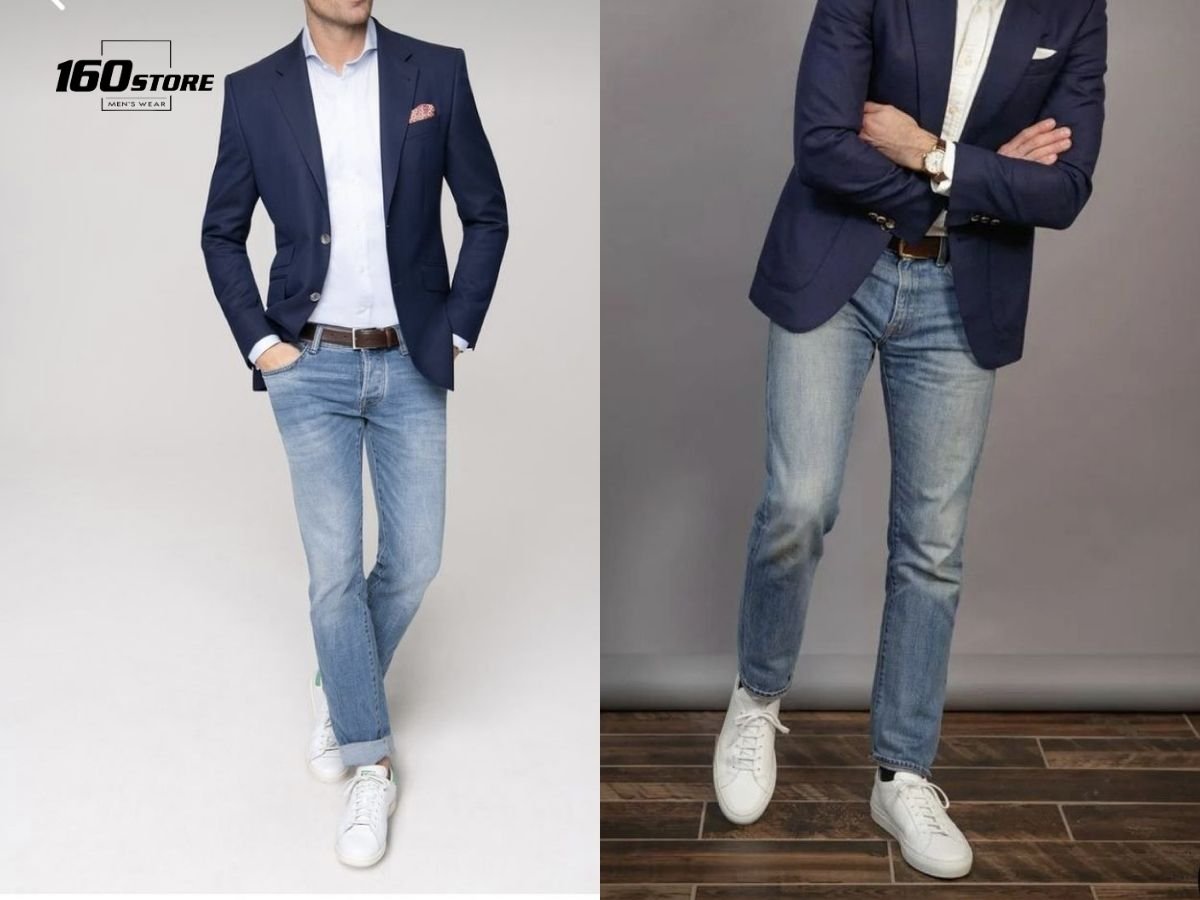 Phối đồ áo blazer và quần jeans