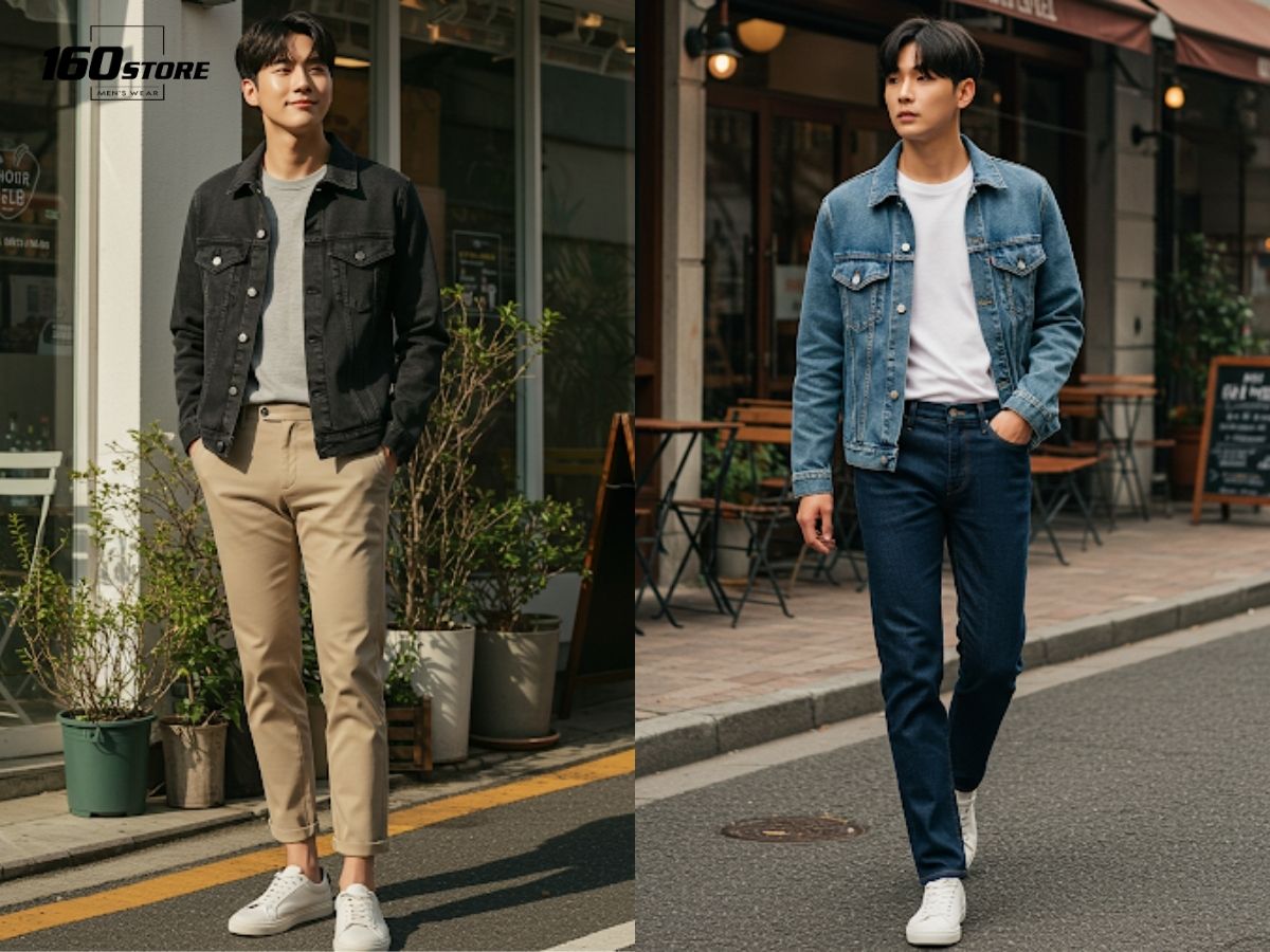 Với áo khoác denim basic nhưng vẫn thể hiện nét bụi bặm