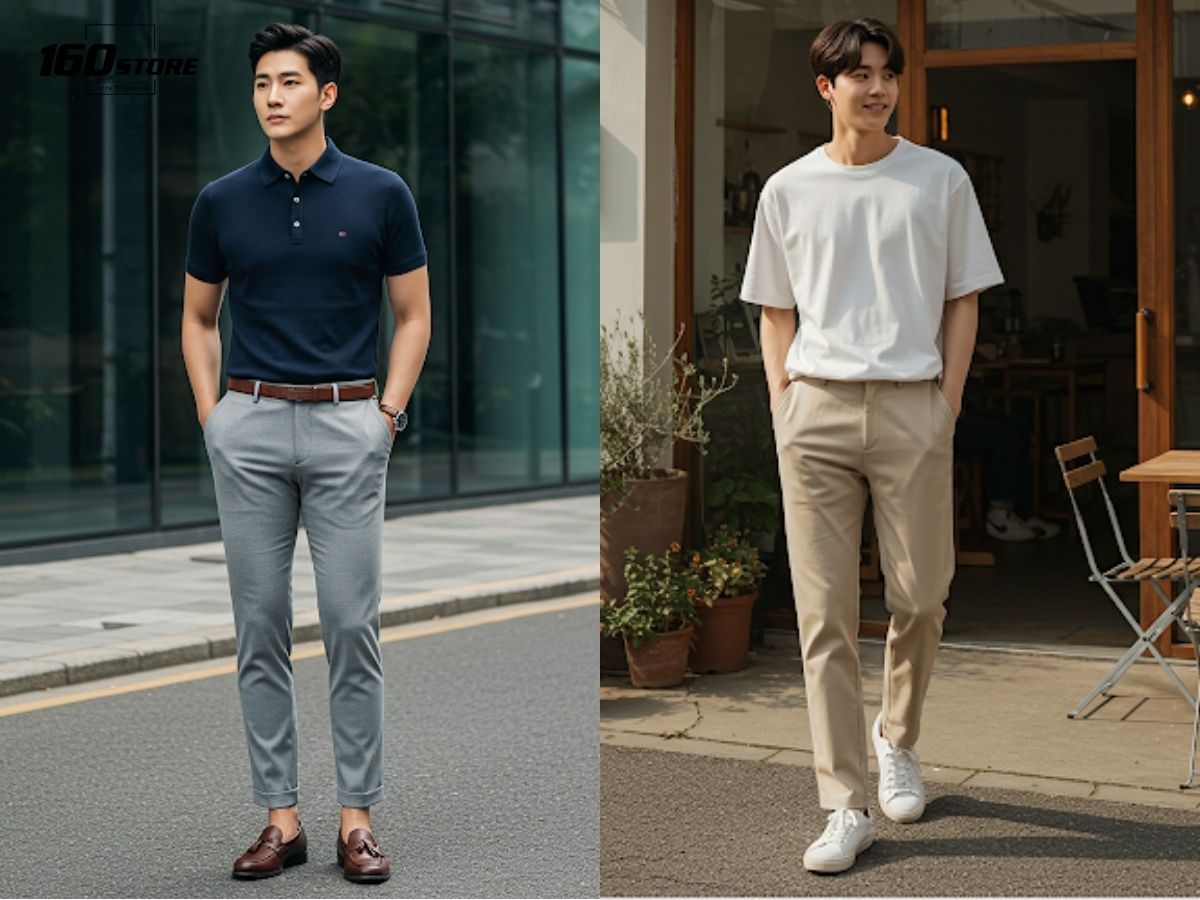 Quần tây hoặc quần kaki chỉn chu với basic style