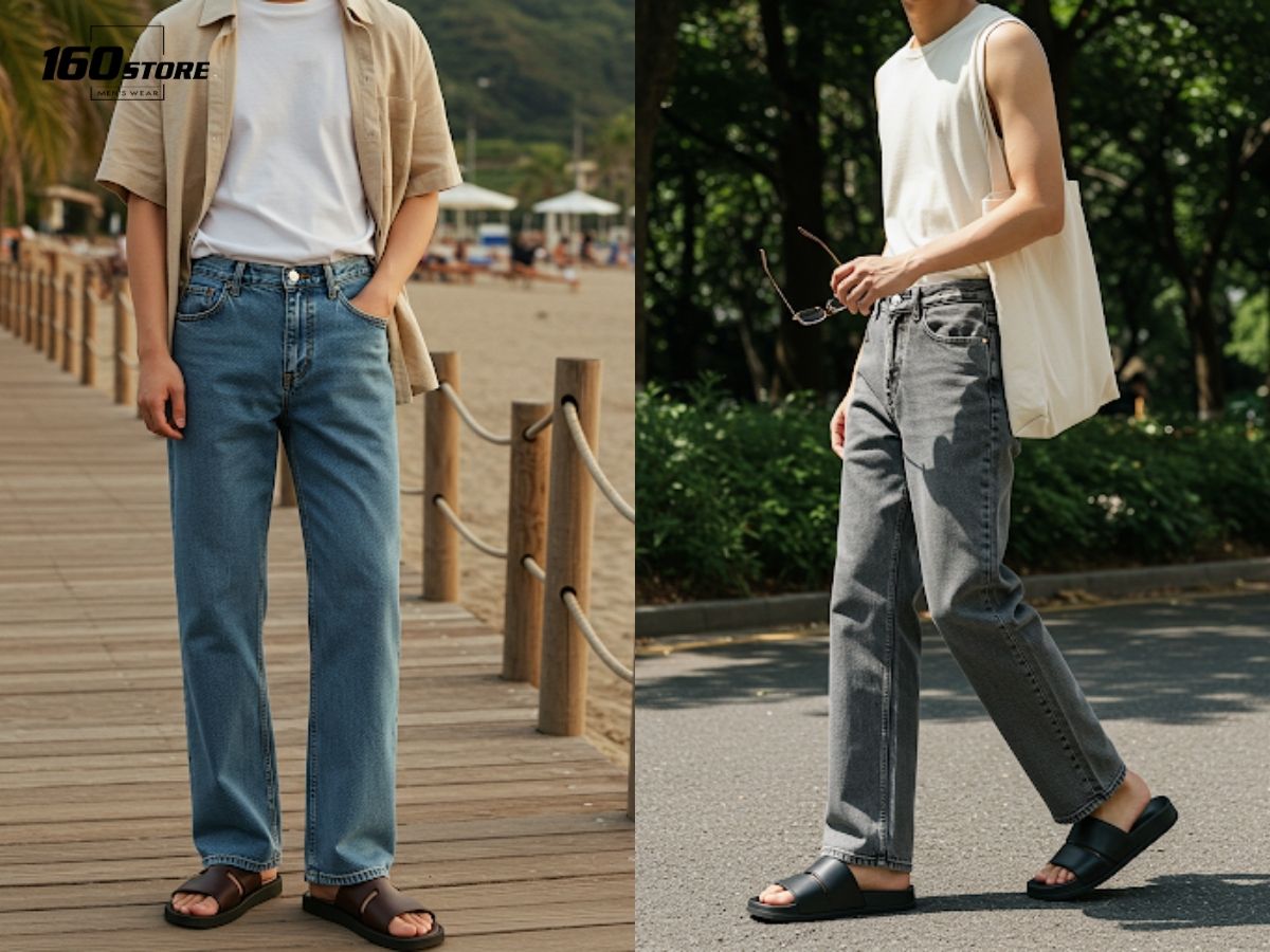 Mix quần ống rộng với dép hoặc sandal