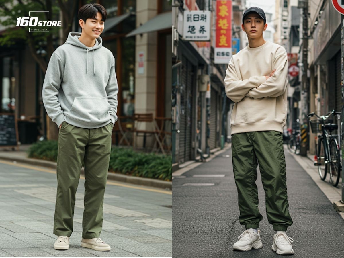 Mix quần ống rộng cùng với áo hoodie basic